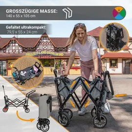 MIWEBA Bollerwagen MB-20 faltbar Beige/Bordeaux rot