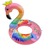 Aufblasbar Flamingo Schwimmring, Glitzer Rosa Schwimmring Luftmatratze Pool floa