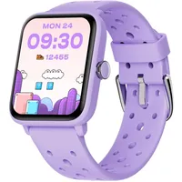 BIGGERFIVE Smartwatch Kinder Uhr ohne App und Handy, Fitness Tracker Uhr Digitale Fitnessuhr mit Schrittzähler, 5ATM Wasserdicht, Schlaf-Monitor, Vibrationsalarm, Spiele für Mädchen 5-14, Poröses Lila