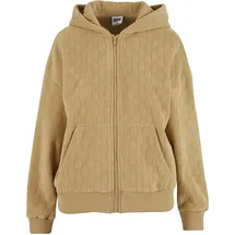 URBAN CLASSICS Jacquard Velvet Oversized Reißverschlusspullover Union Beige S