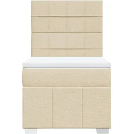 vidaXL Boxspringbett mit Matratze Creme 80x200 cm Stoff