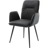 DELIFE Polsterstuhl Vinja-Flex, 4-Fuß konisch Schwarz Echt-Leder Schwarz schwarz 62 cm x 90 cm x 65 cm