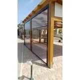 TENDEEVOLUTION Außenrollo Transparent mit Seitenschienen, Wetterfest & Maßanfertigung, Rollo Outdoor Wetterfest für Terrasse & Balkon mit Kassette (L. da 301 a 350 X H. 200)