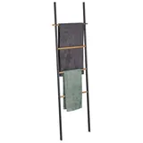 Relaxdays Handtuchleiter Holz & Metall Anthrazit/Hellbraun