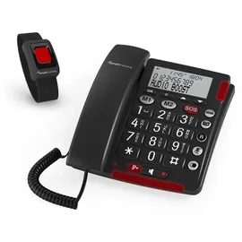 Amplicomms BigTel 50 Alarm Plus Schnurgebundenes Seniorentelefon für Hörgeräte kompatibel, inkl. Notrufsender, Wahlwiederholung
