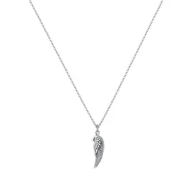 KUZZOI Halskette Herren Flügel Feder Boho 925 Silber grau