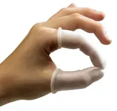 Holthaus Medical Sander Fingerlinge latexfrei, weiß 50224 , 1 Packung = 100 Stück, Größe F4,  0,34 mm stark