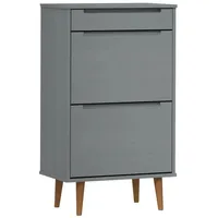 VidaXL Schuhschrank MOLDE Grau 59,5x35x103 cm Massivholz Kiefer