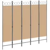 vidaXL 5-teiliger Raumteiler Beige 200 x 180 cm Stoff