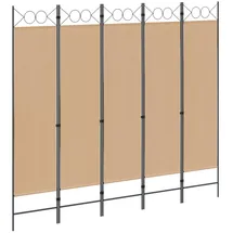 vidaXL 5-teiliger Raumteiler Beige 200 x 180 cm Stoff