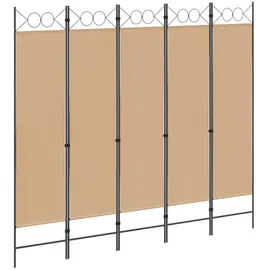 vidaXL 5-teiliger Raumteiler Beige 200 x 180 cm Stoff