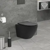 luxebath Wand-WC mit WC-Sitz Schwarz matt