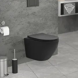 luxebath Wand-WC mit WC-Sitz Schwarz matt