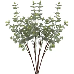 Layba Künstlicher Eukalyptus Olivgrün 85 cm (3er Set) Serie Deco, Natürliche Blätter, Flexibel
