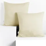 DecoKing 2 Kissenbezüge 80x80 cm Jersey 100% gekämmte Baumwolle Reißverschluss beige Amber