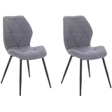 Svita Jamie 2er Set Esszimmerstuhl Polsterstuhl ohne Armlehnen Stoff Hellgrau