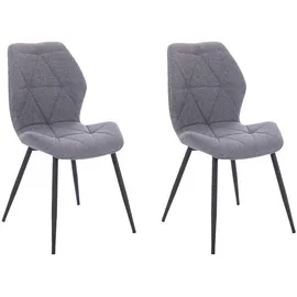 Svita Jamie 2er Set Esszimmerstuhl Polsterstuhl ohne Armlehnen Stoff Hellgrau