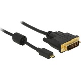 Delock HDMI / DVI Adapterkabel HDMI-Micro-D Stecker, DVI-D 24+1pol. Stecker 2.00m 83586 mit Ferritkern, schraubbar, vergoldete Steckkontakte Sc