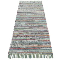 carpetfine Flachgewebeteppich Kelim Chindi Läufer Grün 60x180 cm | Moderner Teppich für Wohn- und Schlafzimmer