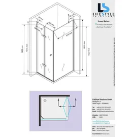 Glaszentrum Hagen Nora Eckdusche mit Drehtür 90 x 195 cm transparent inkl. Duschtasse
