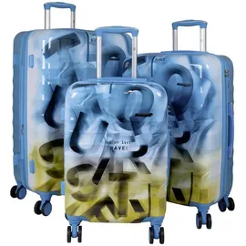 warenhandel könig Revona Koffer-Set 3-tlg. blau/braun