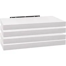 Woltu 4er Set Wandregal Bücherregal Deko Wandablagen MDF Holz Hängeregal weiß 50x22.9x3.8cm - Woltu