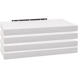 Woltu 4er Set Wandregal Bücherregal Deko Wandablagen MDF Holz Hängeregal weiß 50x22.9x3.8cm - Woltu