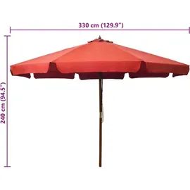 vidaXL Sonnenschirm mit Holzmast Ø 330 cm Terrakotta