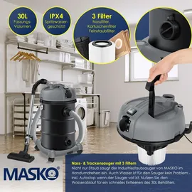Masko 6IN1 Industriesauger mit Gerätesteckdose