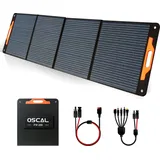 Oscal PM200, 200 W, faltbares Solarmodul, 23 % Wirkungsgrad, monokristalline Zellen, IP65 wasserabweisend, mit 5-in-1-Kabel, tragbares Solarmodul f...