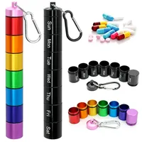 2 Stück Tablettenbox 7 Tage, Metall Pillendose, Abnehmbar Medikamentenbox 7 Tage, Pillenbox Morgens Mittags Abends mit Teilbaren Fächer, Tablettendose Feuchtigkeitsbeständiger