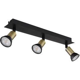 GLOBO Spotbalken 57998-3B schwarz gold Metall, B/H/L: ca. 6x9x40 cm 3 Brennstellen - schwarz, gold