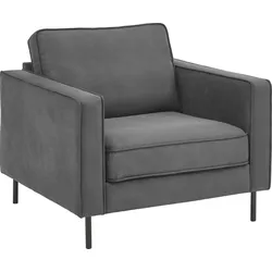 Sessel "Weston", grau, B:95cm H:81cm T:87cm, ATLANTIC HOME COLLECTION, Sessel, Einzelsessel Lounge-Sessel, im skandinavischem Stil, mit Wellenunterfederung