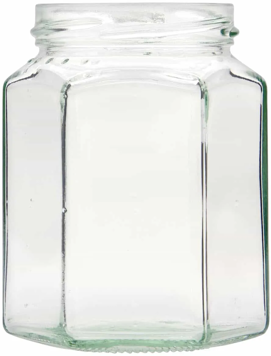 295 ml Vasetto esagonale, vetro, imboccatura: Twist-Off (TO 63)