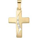 Kettenanhänger ADELIA ́S "Kreuzanhänger 333 Gold ( 8K ) mit Zirkonia", gold, Schmuckanhänger, Damen, mit Zirkonia, Gold, Kettenanhänger, Goldanhänger Kreuz