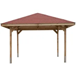 Pavillon WEKA "Paradies 3", braun (fi natur), B/H/T: 433cm x 314cm x 433cm, Pavillons, BxT: 433x433 cm