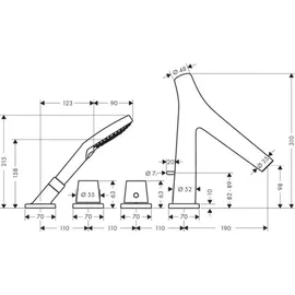 Hansgrohe Axor Starck Organic 4-L-BW-Rand-Arm., m Thermostat, pol. gol opt