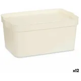 Kipit - Aufbewahrungsbox de mit cremefarbenem Kunststoffdeckel 7,5 l 21,5 x 14,5 x 32 cm (12 Stk.)
