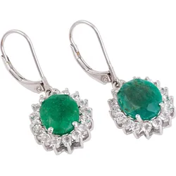 Paar Ohrhänger FIRETTI "Schmuck Geschenk Silber 925 Ohrschmuck Patentbrisur Edelstein Smaragd", bunt (silberfarben, grün, grün, weiß), Ohrringe, Damen, Silber 925 (Sterlingsilber), mit Smaragd (beh.), Topas