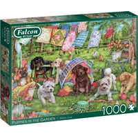JUMBO Spiele Falcon Puppies in the Garden 1000 Teile - Puzzle für Erwachsene