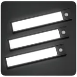 PRECORN Schrankleuchte 3er Set LED Schranklicht Lichtleiste 20cm USB-C wiederaufladbar schwarz
