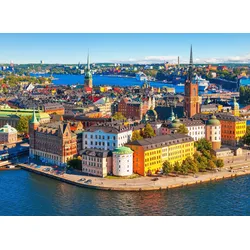 Fototapete PAPERMOON "Stockholm Old Town", bunt (mehrfarbig), B:5m L:2,8m, Vlies, Tapeten
