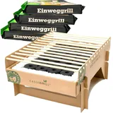 Buri 5x Öko Einweggrill Einmalgrill Einmal Grill rauchfrei Nachhaltig Bambuskole