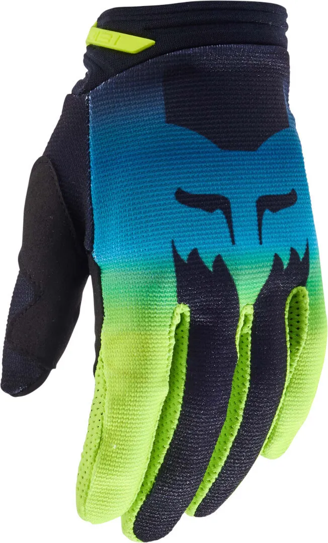 FOX 180 Flora Meisjes Motorcross handschoenen, zwart-blauw-geel, XS