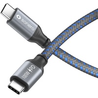 SONERO Sonero® USB-C auf USB-C Ladekabel, Handy-Ladekabel, Schnellladekabel USB C, USB Kabel Typ C, USB 2.0, 100W PD, grau/blau, 1,00m