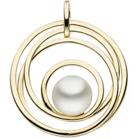 Perlenanhänger JOBO "Anhänger rund 30 mm", gold (gelbgold 585), Schmuckanhänger, Damen, Gelbgold 585 Perlen, Gelbgold 585, Perlen, 14 Karat 585 Gold mit Perle