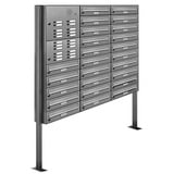 AL Briefkastensysteme Briefkasten Premium Edelstahl Stand Anlage mit Klingeln, Post A4, modern, robust, wetterfest, Artikelnummer 132T22S3KS