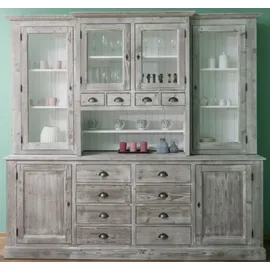 Casa Padrino Küchenbuffet Casa Padrino Landhausstil 244 x 47 x 225 Grau/Weiß