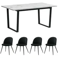 VCM ebuy24 Tilst Essgruppe Tisch Weiß Marmor Print mit