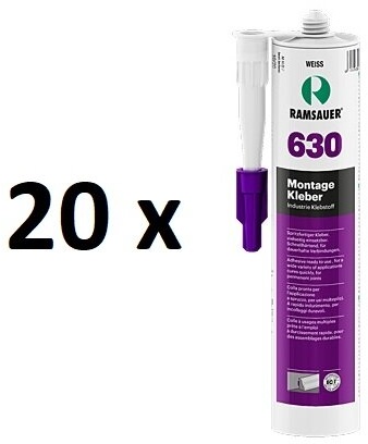 20 x Ramsauer 630 Montage Kleber weiß 1K Acryl Kleber Klebstoff 400g/310ml Kartusche